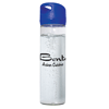 WB8293-500 ML. (17 FL. OZ.) SINGLE WALL GLASS WATER BOTTLE-Clear Glass (bottle) Royal Blue (lid)